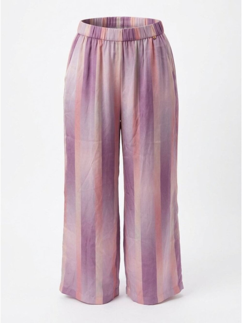 NWT Midnight Bakery Satin Lounge Pants Sz M Pink Striped Wide Leg Sleepwear